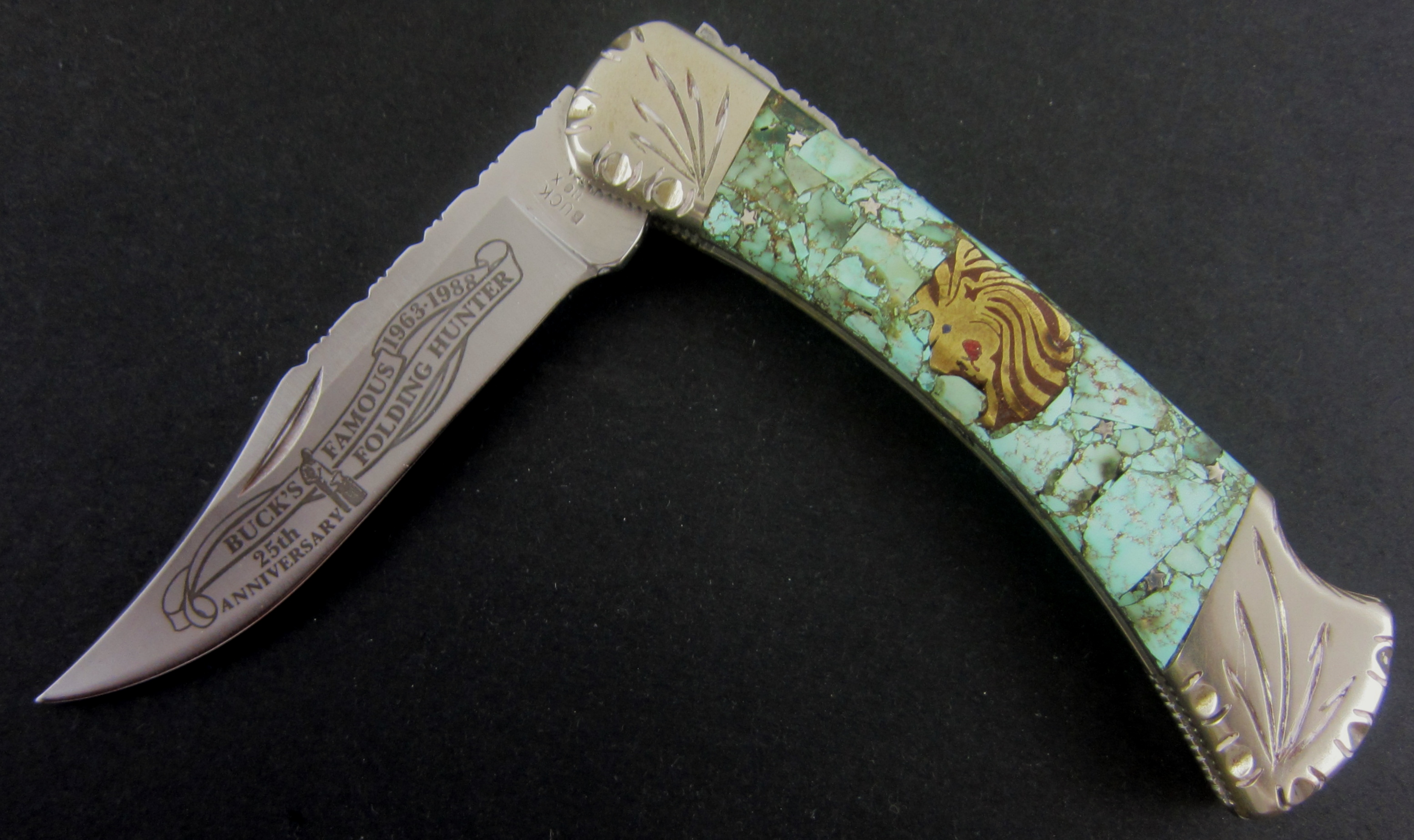 Ghostown Custom Buck 110 X Knife 25th Anniversary Lion Head