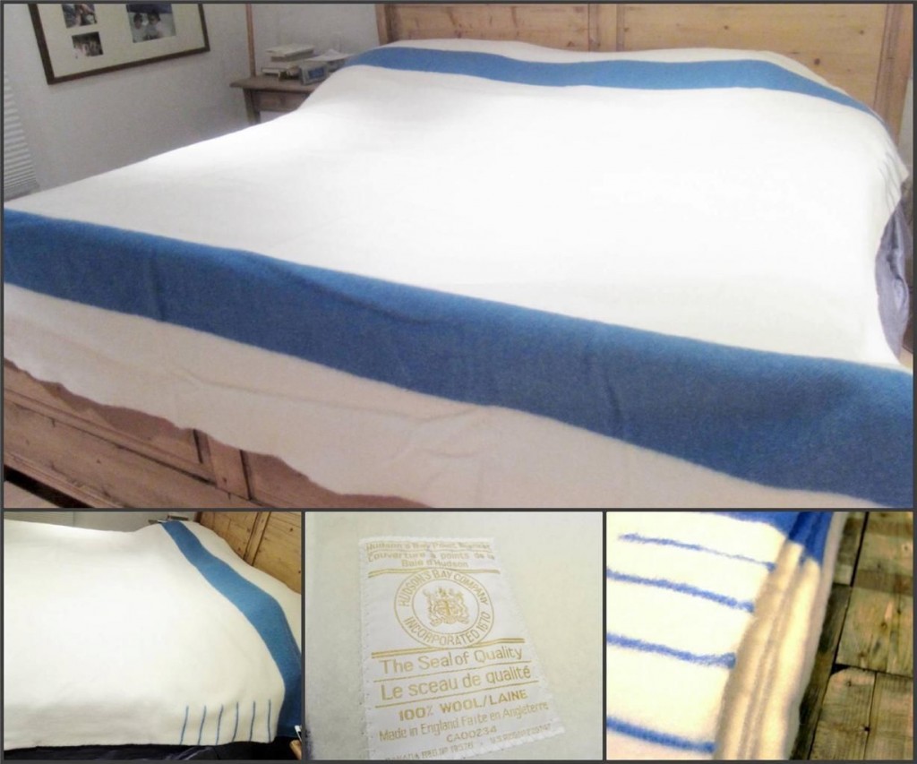 Hudson Bay Company HBC 6 Six Point Blanket White Light Blue Stripes