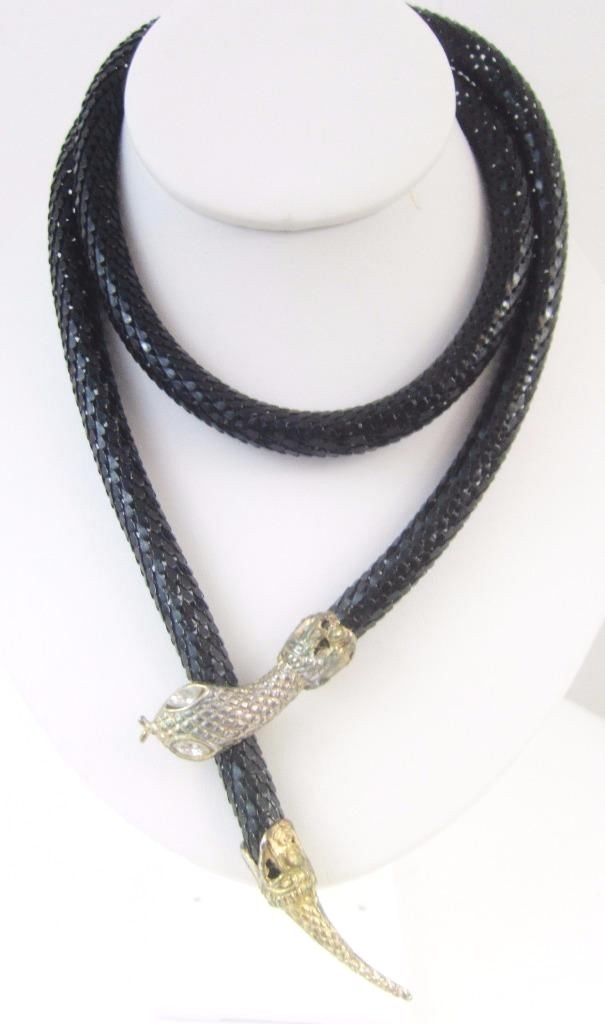 Vintage Black Metal Snake Necklace or Belt 38