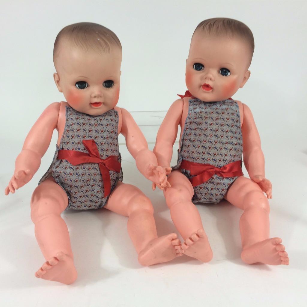 Pair Antique All Bisque Dolls Molded Hair Boy Doll Baby or Boy 